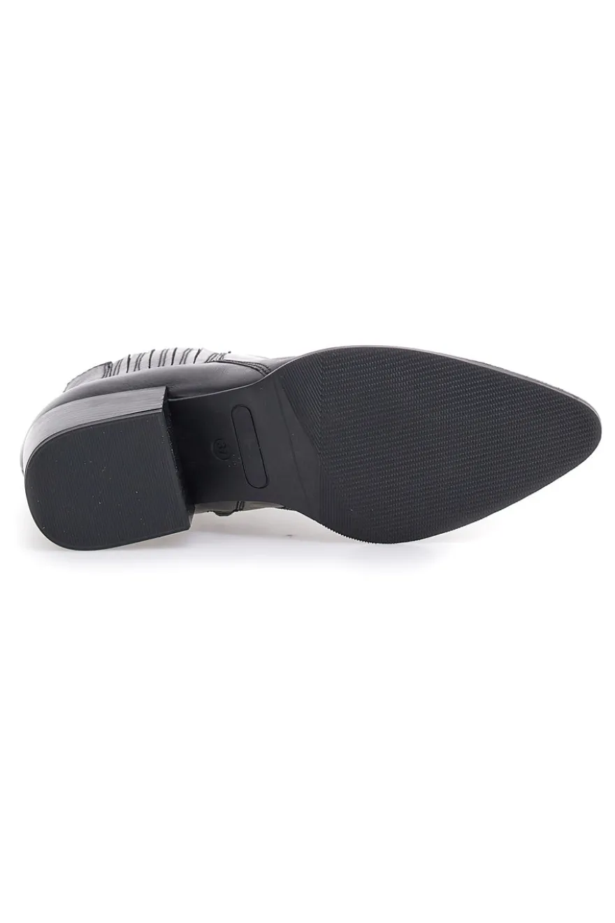 Stivaletti Neri Vera Pelle Con tacco a Blocco Pittarello Glam 54240