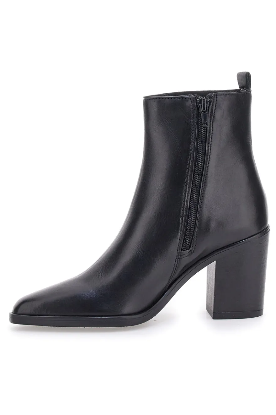 Stivaletti Neri Vera Pelle Con tacco a Blocco Pittarello Glam 52145