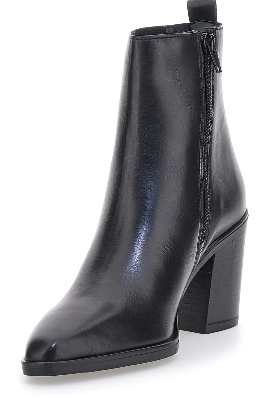Stivaletti Neri Vera Pelle Con tacco a Blocco Pittarello Glam 52145