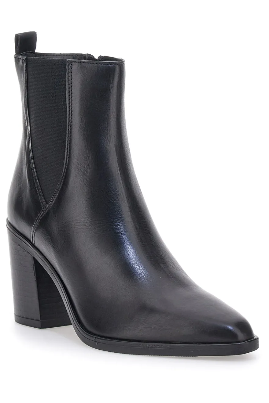 Stivaletti Neri Vera Pelle Con tacco a Blocco Pittarello Glam 52145