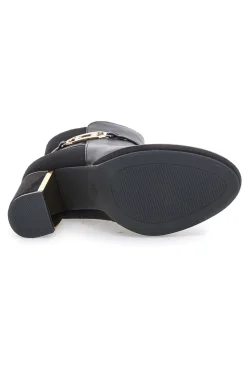 Stivaletti Nero con Tacco Alto e Plateau e Dettagli Dorati Le Havre Paris RQ23WT7