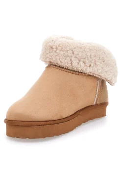 Stivaletti pantofola beige con risvolto in pelo e interno caldo Inblu 23 FX