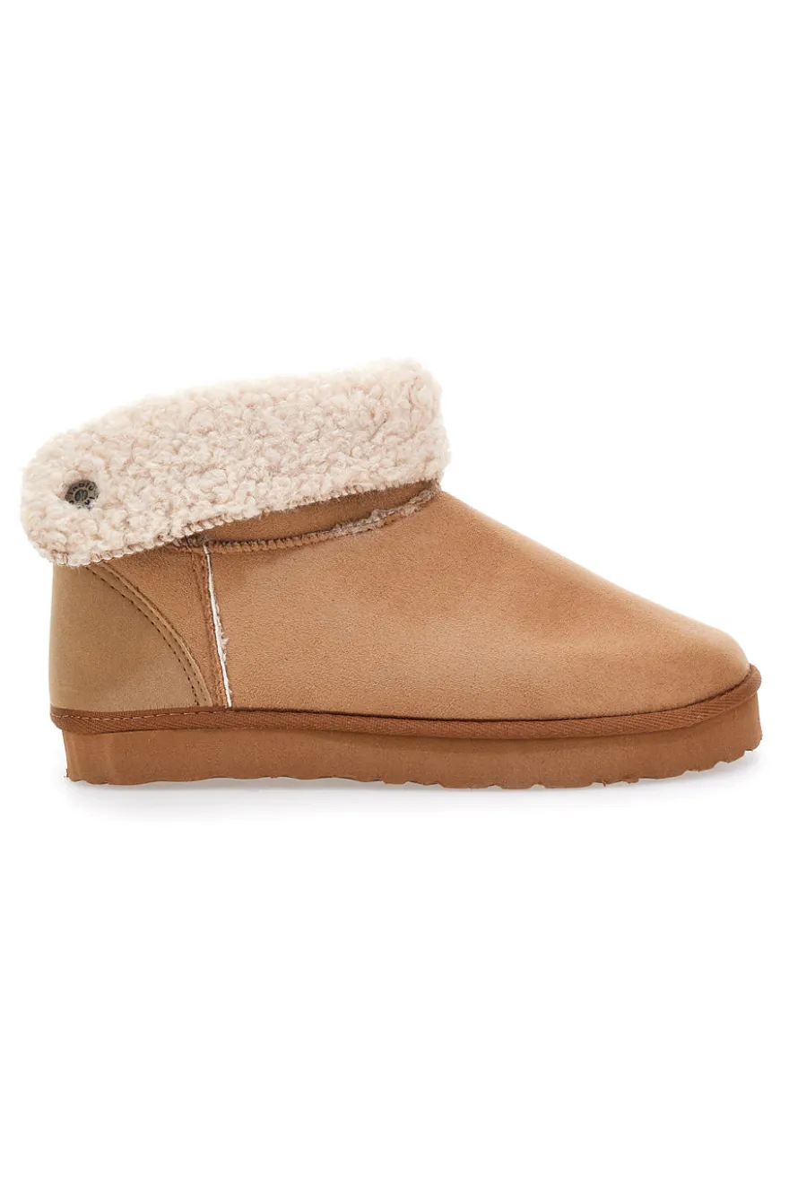 Stivaletti pantofola beige con risvolto in pelo e interno caldo Inblu 23 FX
