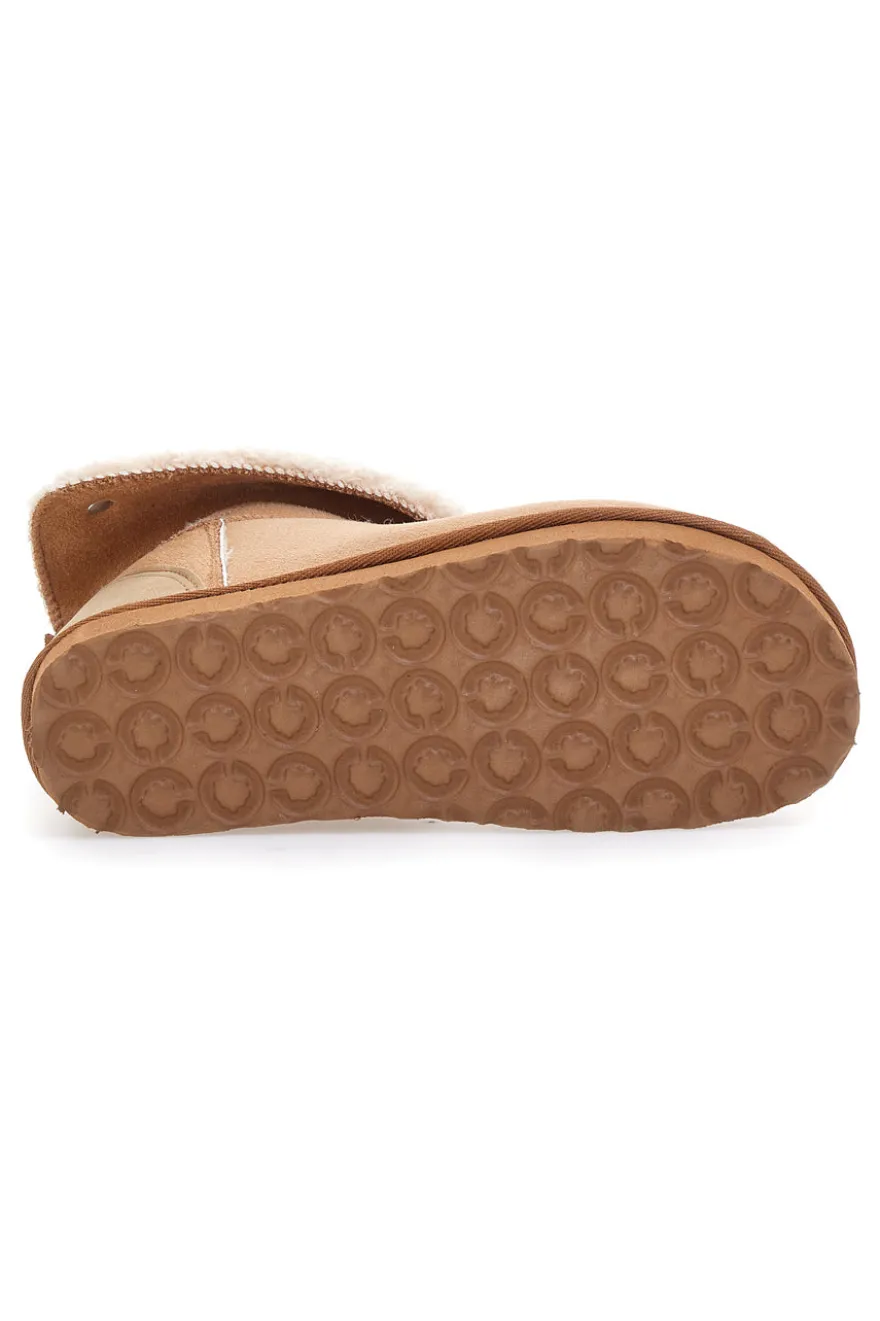 Stivaletti pantofola beige con risvolto in pelo e interno caldo Inblu 23 FX