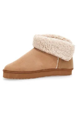 Stivaletti pantofola beige con risvolto in pelo e interno caldo Inblu 23 FX