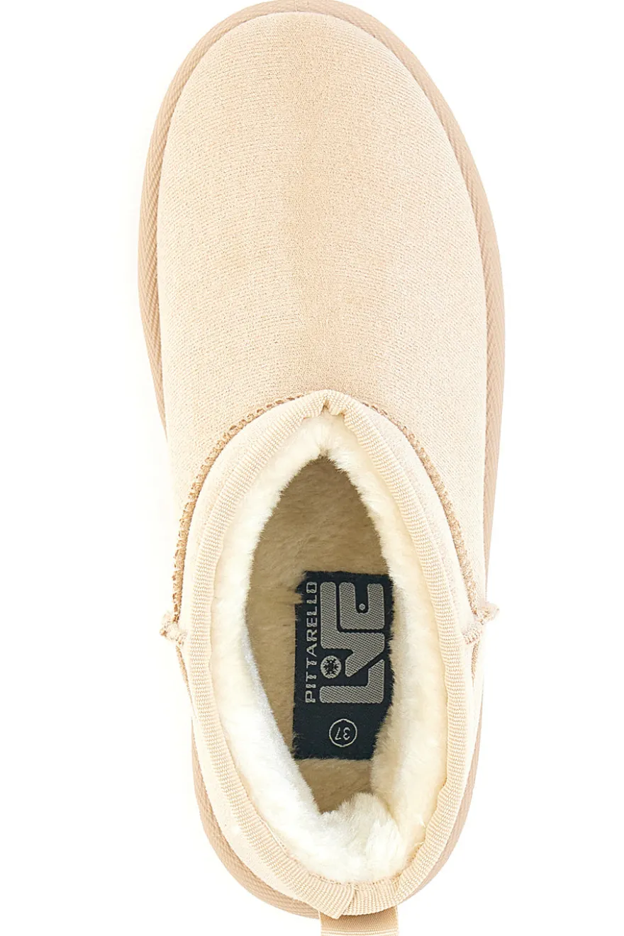 Stivaletti pantofola beige con interno in pelo Pittarello Love PK1699C