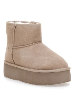 Stivaletti Pantofole beige suola platform e interno con pelo Mon Dieu L1251