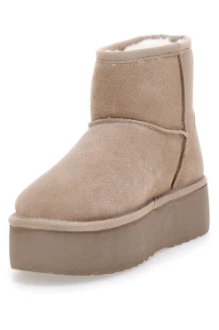 Stivaletti Pantofole beige suola platform e interno con pelo Mon Dieu L1251