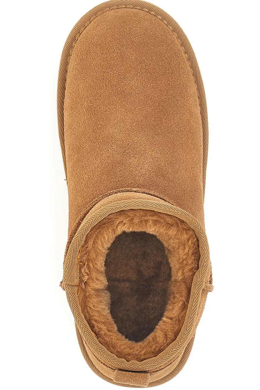 Stivaletti Pantofole camel imbottiti con pelo effetto scamosciato Mon Dieu L1200