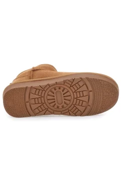 Stivaletti Pantofole camel imbottiti con pelo effetto scamosciato Mon Dieu L1200