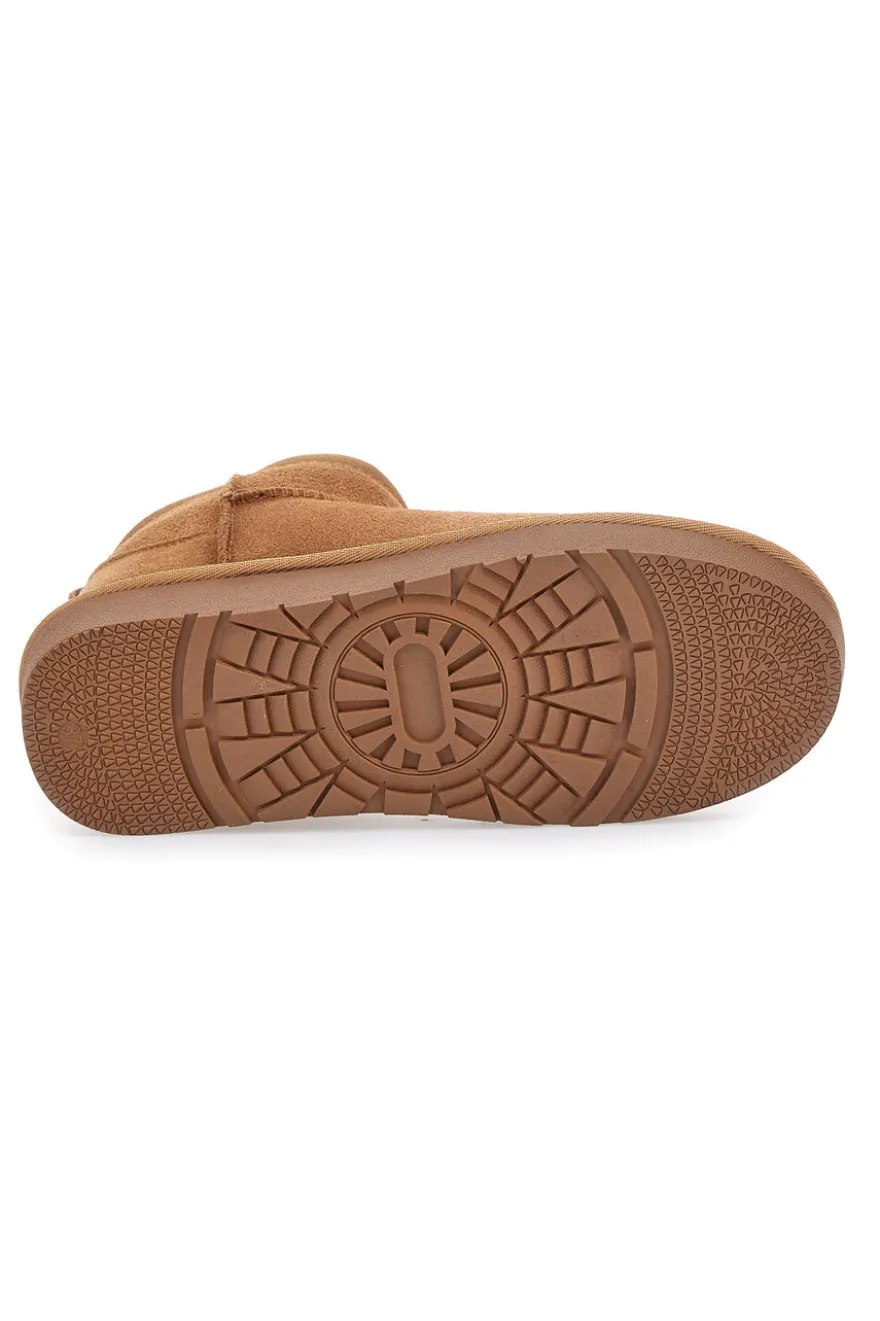 Stivaletti Pantofole camel imbottiti con pelo effetto scamosciato Mon Dieu L1200
