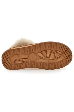Stivaletti Pantofole camel con ricami a contrasto e interno con pelo Cafe' Cost GB2048