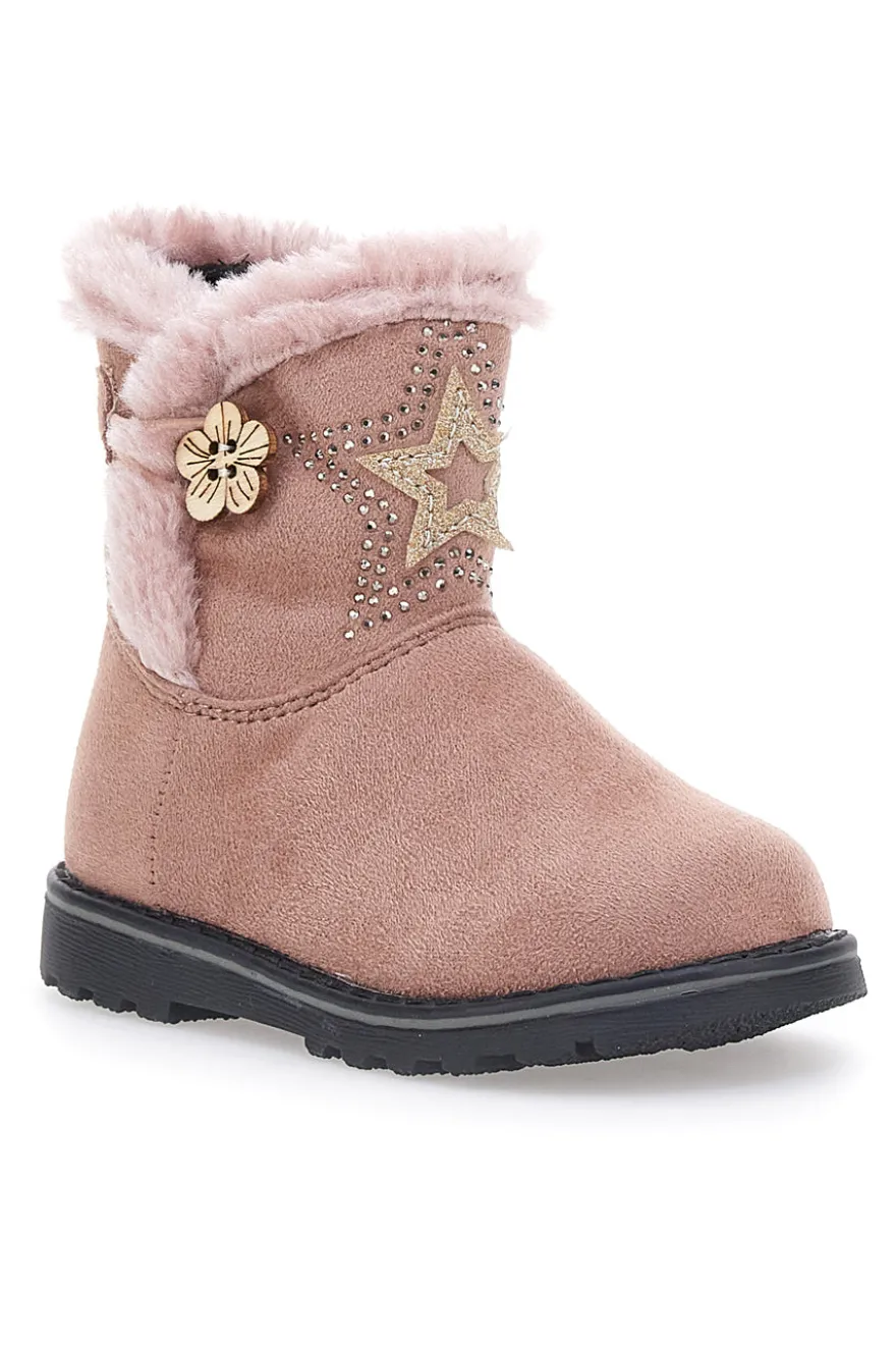 Stivaletti Primi Passi con Pelo Rosa Grazie 14211