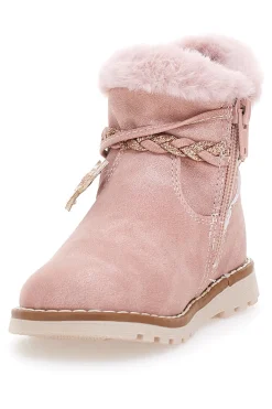Stivaletti rosa con bordo in pelo e stelle glitter Grazie 1528