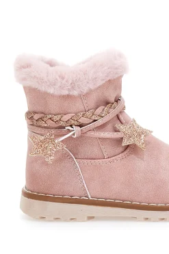 Stivaletti rosa con bordo in pelo e stelle glitter Grazie 1528