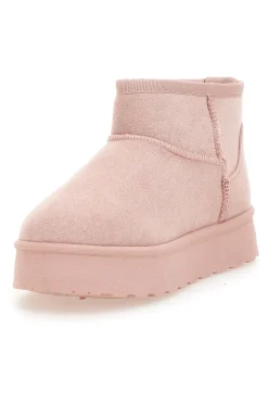 Stivaletti rosa con velcro e interno caldo con pelo Grazie Girls GB2029