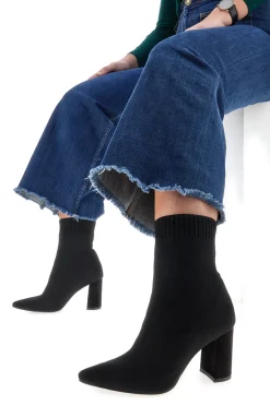 Stivaletti Socks Neri a Punta con Tacco Alto The First 484