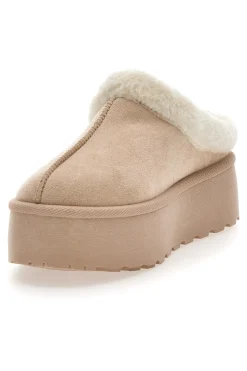 Stivaletti stile pantofola beige con bordo in pelo Pittarello Love PK1913C