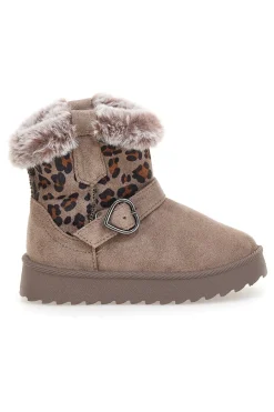 Stivaletti taupe con fantasia leopardata e interno caldo con pelo Grazie 1642