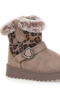 Stivaletti taupe con fantasia leopardata e interno caldo con pelo Grazie 1642