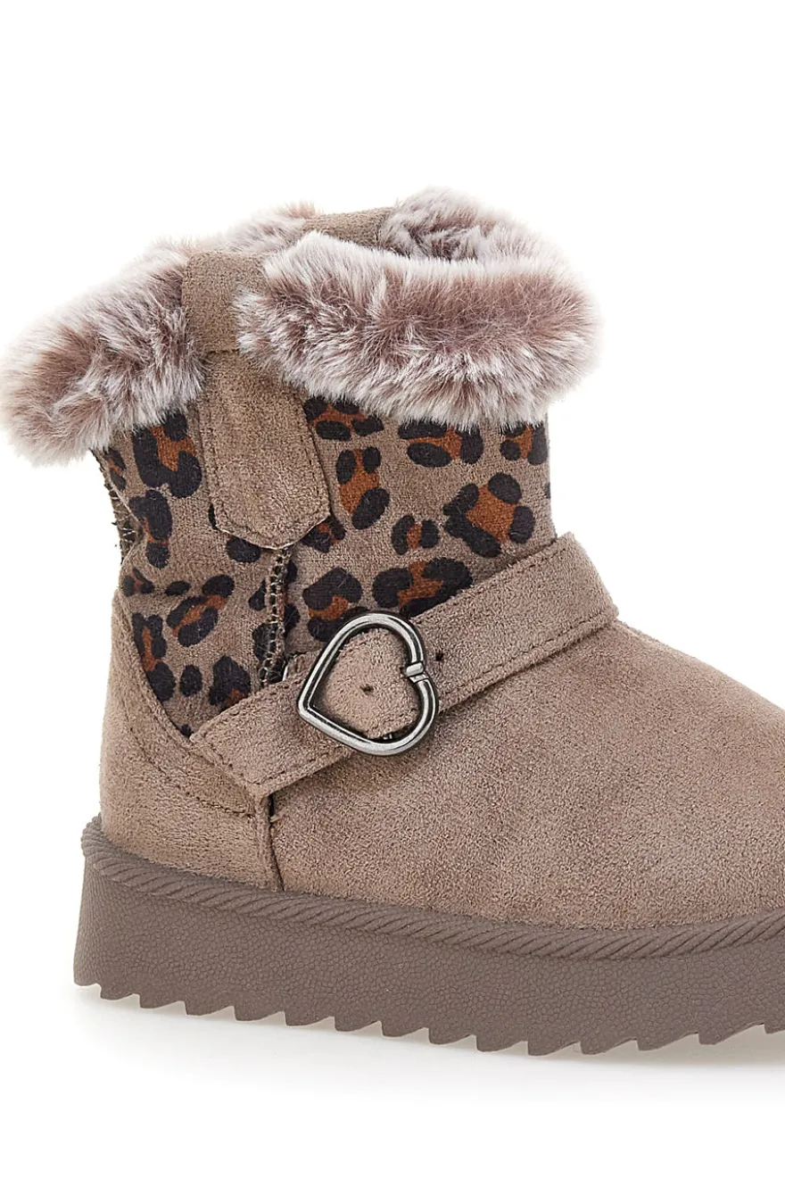 Stivaletti taupe con fantasia leopardata e interno caldo con pelo Grazie 1642