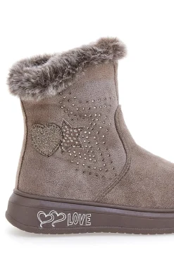 Stivaletti taupe con pelliccia sintetica e glitter Grazia 1625