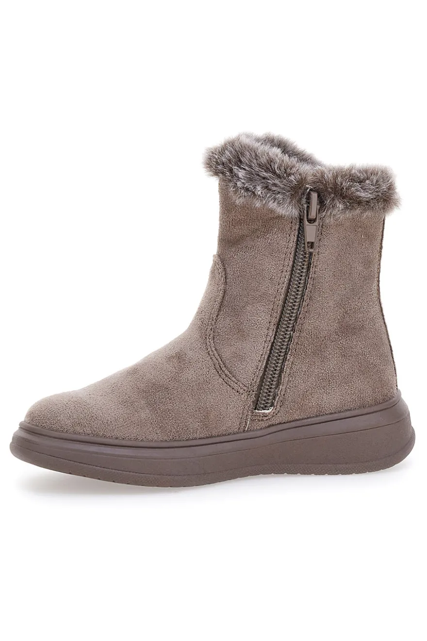 Stivaletti taupe con pelliccia sintetica e glitter Grazia 1625