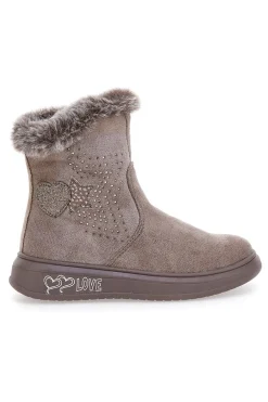 Stivaletti taupe con pelliccia sintetica e glitter Grazia 1625