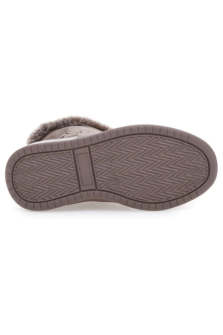 Stivaletti taupe con pelliccia sintetica e glitter Grazia 1625