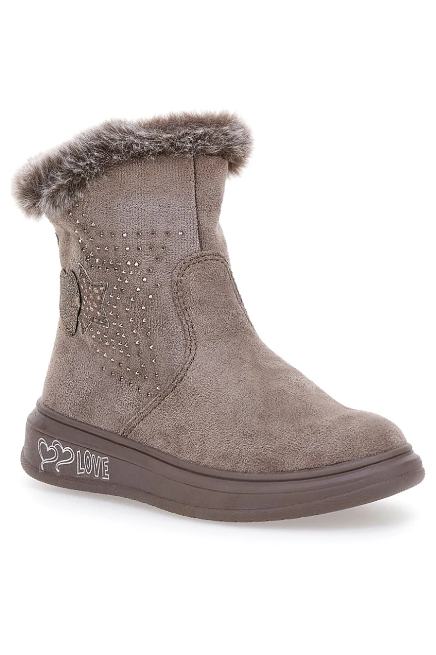 Stivaletti taupe con pelliccia sintetica e glitter Grazia 1625