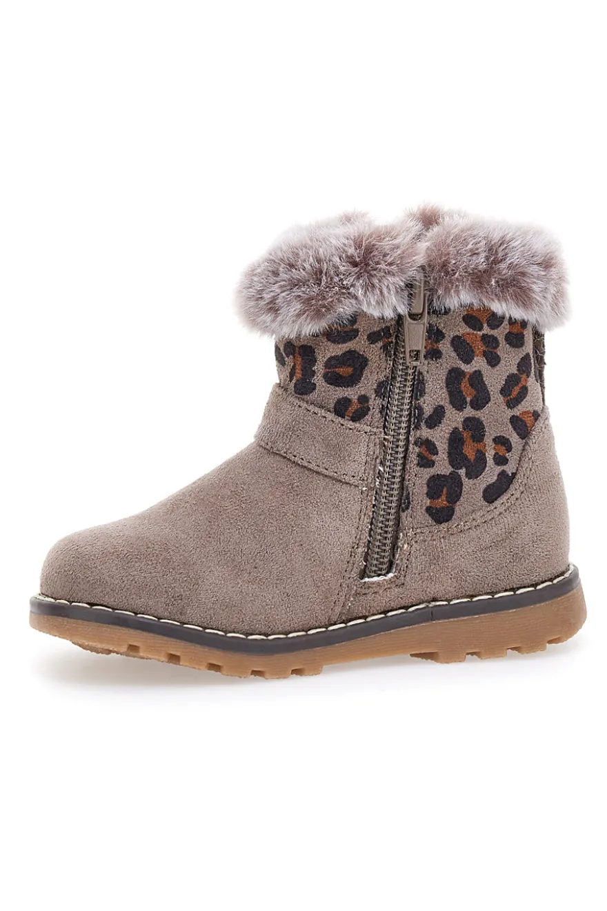 Stivaletti taupe con pelliccia e fantasia animalier Grazie 1526