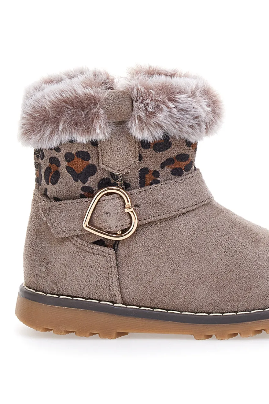 Stivaletti taupe con pelliccia e fantasia animalier Grazie 1526