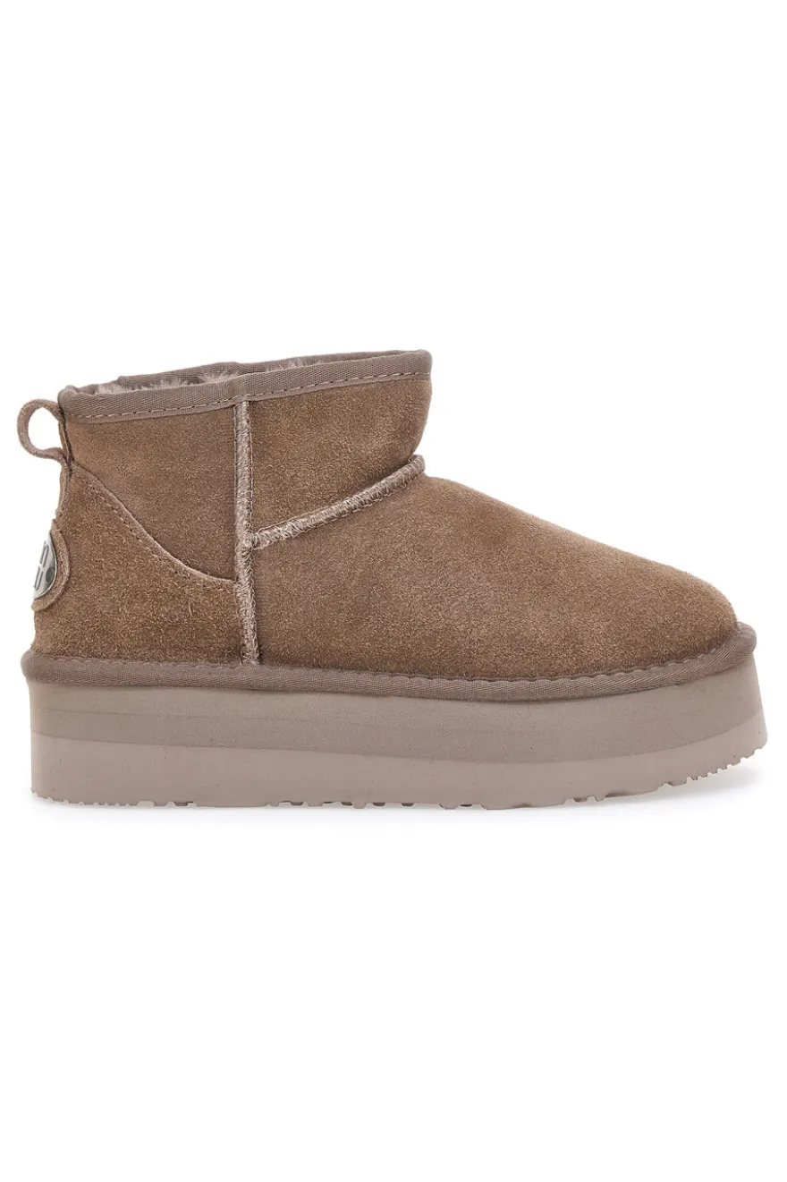 Stivaletti Taupe con Pelo e Tomaia in Pelle MON DIEU WD5002SA