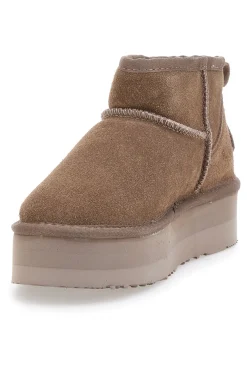 Stivaletti Taupe con Pelo e Tomaia in Pelle MON DIEU WD5002SA