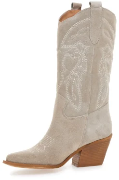 Stivaletti Texani Beige Con Tomaia Ricamata Made in Italy PITTARELLO LOVE TEX901RN