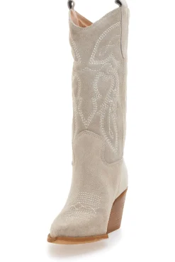 Stivaletti Texani Beige Con Tomaia Ricamata Made in Italy PITTARELLO LOVE TEX901RN