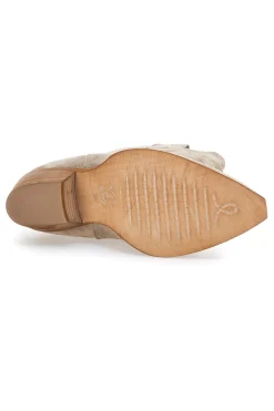 Stivaletti texani beige in vera pelle ricamati Pittarello love TEX4090