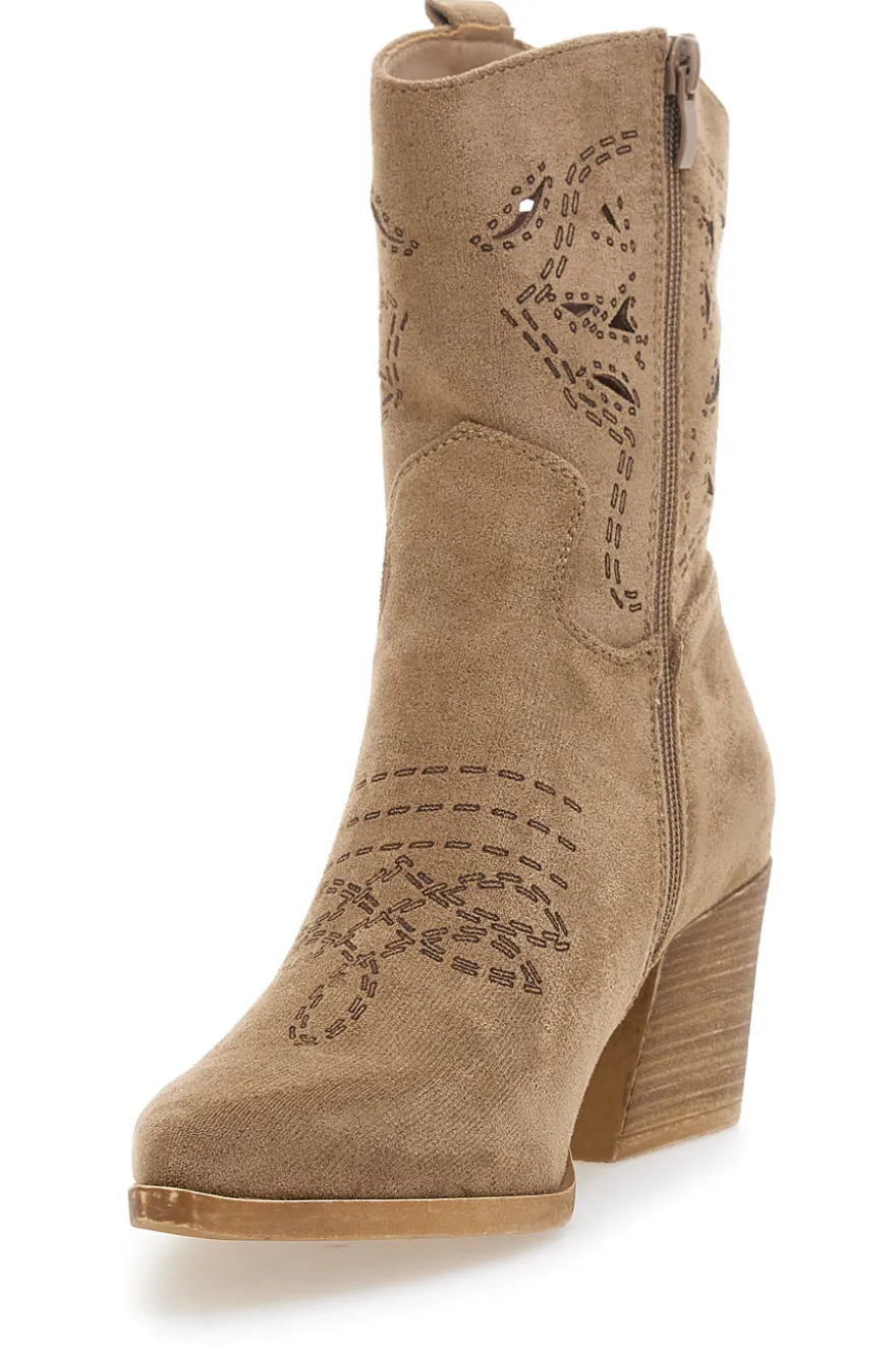 Stivaletti Texani Khaki Con Cerniera Cafè Cost H3W205816