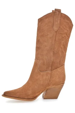 Stivaletti texani marroni in vera pelle ricamati Pittarello love TEX901RN