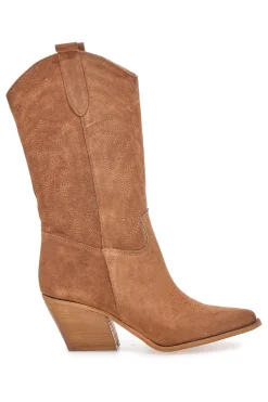 Stivaletti texani marroni in vera pelle ricamati Pittarello love TEX901RN