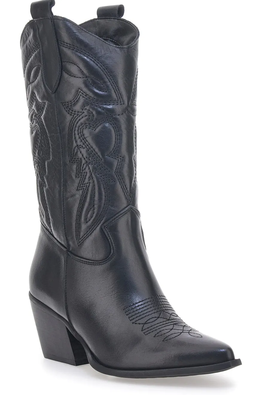 Stivaletti Texani Neri Con Tomaia Ricamata Made in Italy PITTARELLO LOVE TEX901RN