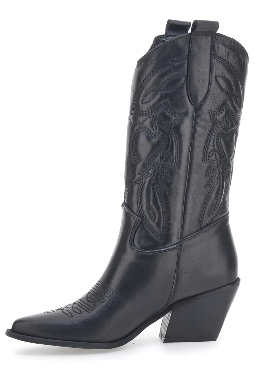 Stivaletti Texani Neri Con Tomaia Ricamata Made in Italy PITTARELLO LOVE TEX901RN