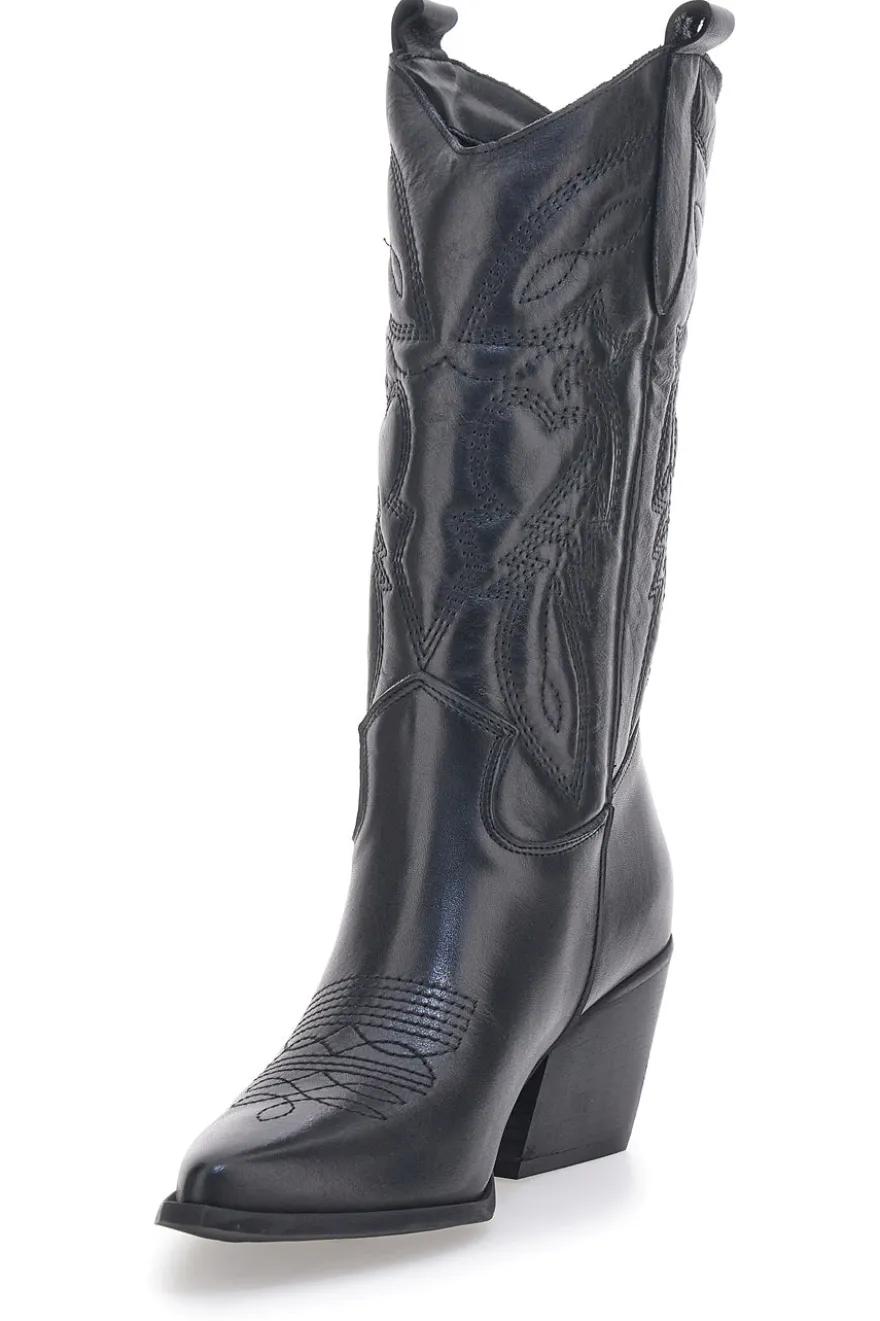 Stivaletti Texani Neri Con Tomaia Ricamata Made in Italy PITTARELLO LOVE TEX901RN