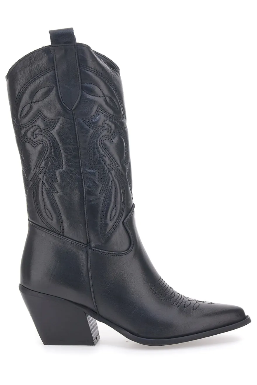 Stivaletti Texani Neri Con Tomaia Ricamata Made in Italy PITTARELLO LOVE TEX901RN