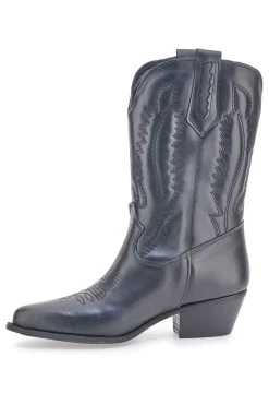 Stivaletti texani neri in vera pelle ricamati Pittarello love TEX4090