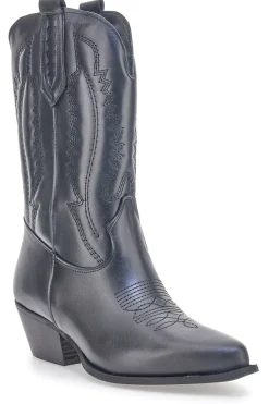 Stivaletti texani neri in vera pelle ricamati Pittarello love TEX4090