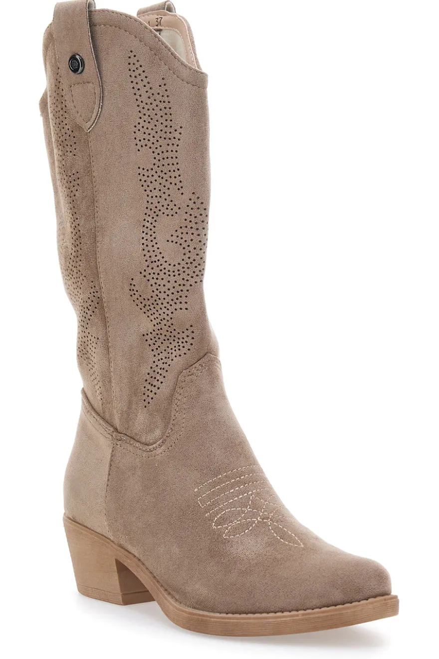 Stivaletti Texani Taupe con Rimani CAFE' COST Q903A1