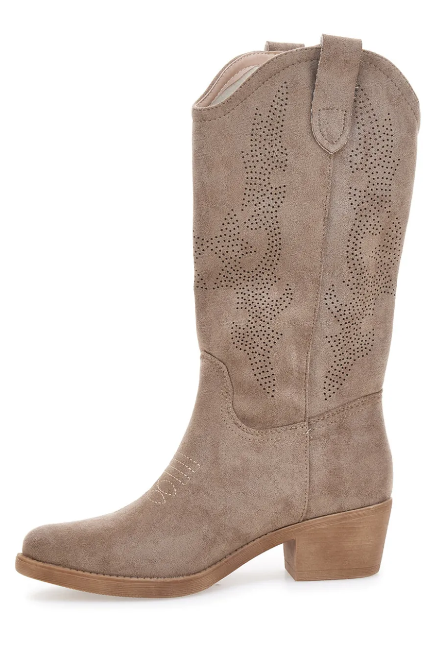 Stivaletti Texani Taupe con Rimani CAFE' COST Q903A1