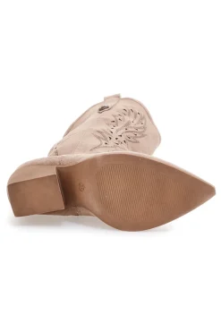 Stivaletti texani taupe con ricami laser Cafè Cost RQ9241