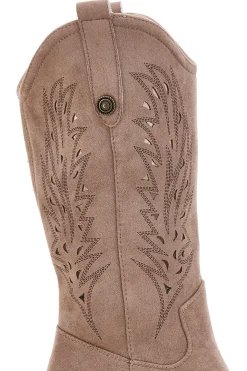 Stivaletti texani taupe con ricami laser Cafè Cost RQ9241
